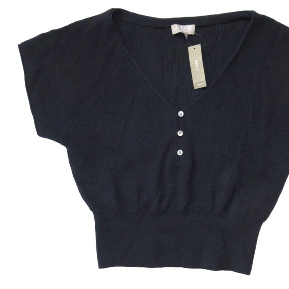 NWT J.Crew Featherweight Cashmere V-neck T-shirt in Ink Navy Sweater M - Picture 3 of 5